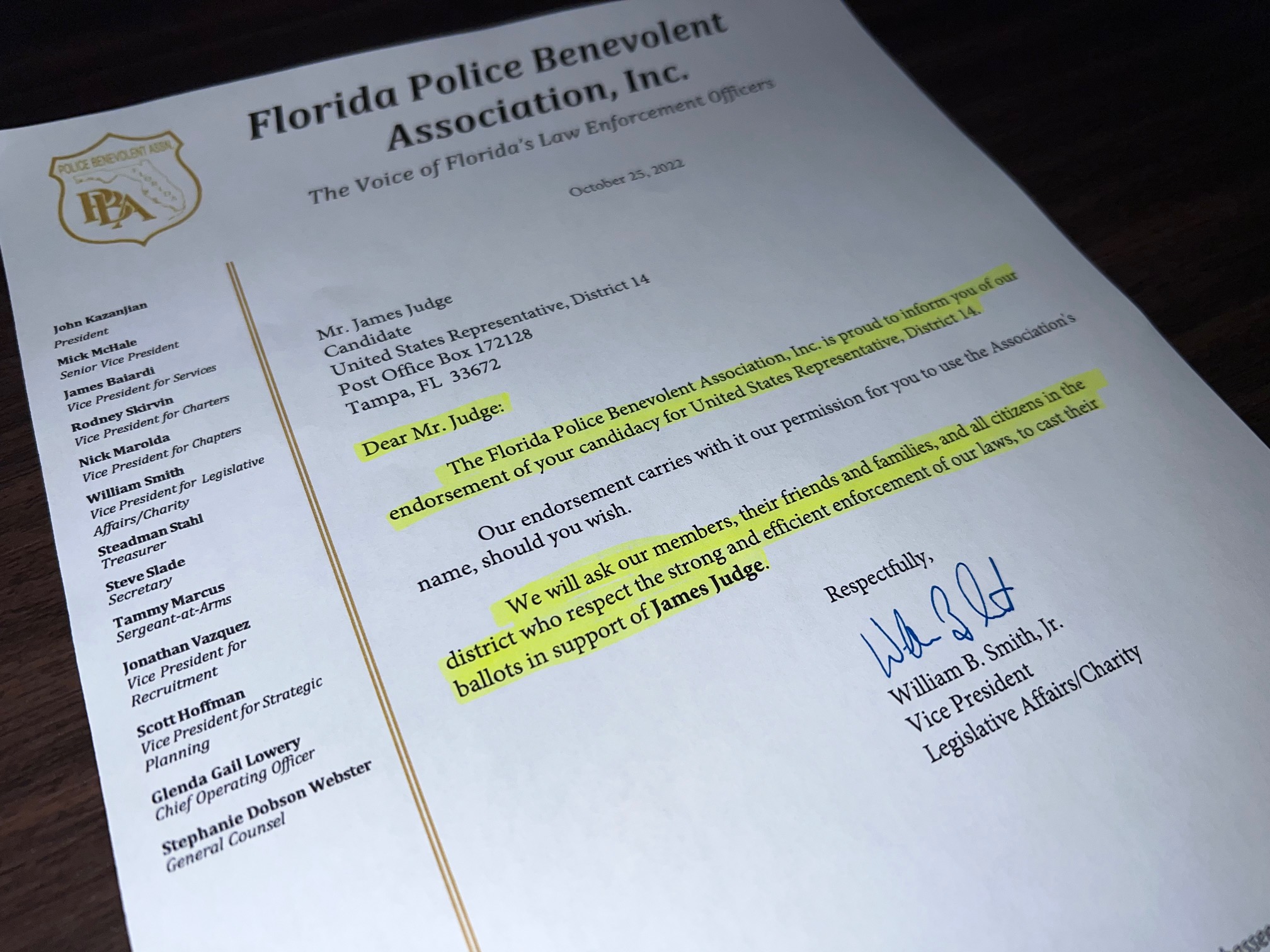 Florida Law Enforcement Endorses James Judge for Florida’s 14th Congressional District